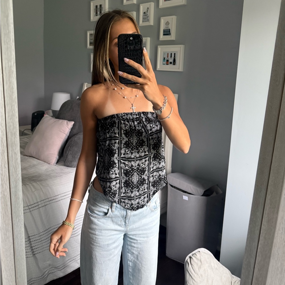 Black Paisley Tube Top